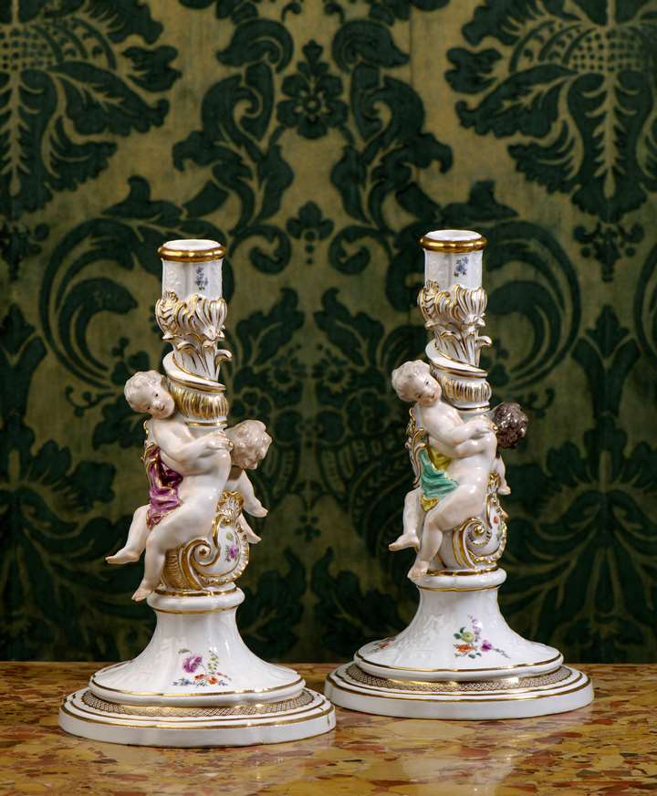 A pair of candlesticks from the service 'Gotzkowskys erhabene Blumen'